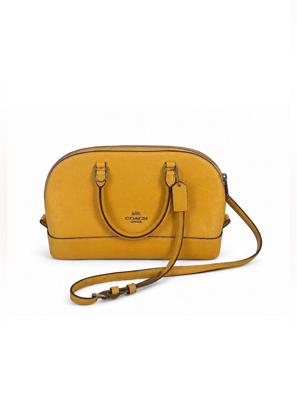 COACH Mini Sierra Satchel 💛 Mustard Yellow Crossgrain Leather - F27591 (EUC)